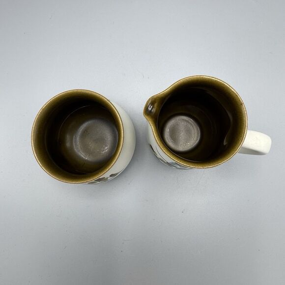 Vtg Denby Stoneware Shamrock Clover Open Sugar and Creamer England Pottery MCM - Picture 3 of 8